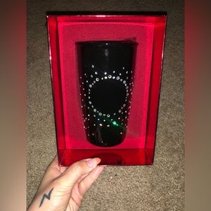 🖤💎SUPER RARE STARBUCKS BLACK SWAROVSKI CRYSTAL HOT CUP🖤💎